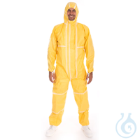 Overalls ChemicalStar Typ 3B+4B+5B+6B, gelb, Gr. XL | SMS/PE mit Beschichtung...