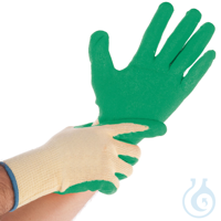 Mittelstrickhandschuhe Safety, gelb/grün, Gr. 10/XL | Latex-Beschichtung...
