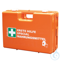 Verbandkoffer Special Nahrungsmittel | DIN 13157 orange, mit Wandhalterung...