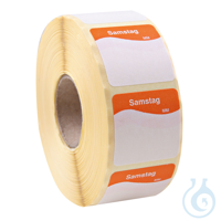 Tagesetiketten Samstag, abziehbar, 25 x 25 mm | Papier Farbcode orange,...