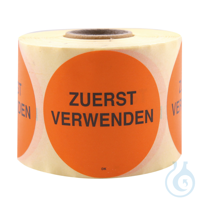 Etiketten Zuerst verwenden, permanent, Ø 51 mm | Papier orange Etiketten...