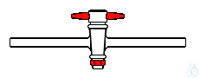 Rubinetto in vetro Duran ad una via NS12,5 tubo laterale Ø8mm maschio in PTFE