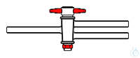 Rubinetto in vetro Duran a due vie parallele NS14,5 tubo laterale Ø10mm maschio in PTFE