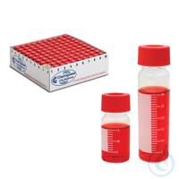 40mL Graduated Vials with Marking Spot, 28mm OD x 95mm Height, 24-414 Thread Size, Red Pressure...