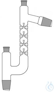 Testa di dist. di Claisen con Vigreux M=100mm 2 fem.NS14/23 + 2 masch.NS14/23 Testa di...