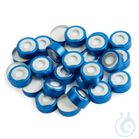 20mm Magnetic Crimp Cap Blue Bi-Metal 3mm PTFE/Silicone Septum w/8mm Hole...