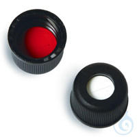 Vial Cap & Septa 8-425 Flangeless Black Open Hole Polypropylene Cap Red...