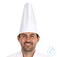 Kochmützen Le Chef, weiß, 25 cm | Papier, gelegte Dekorfalten, Schweißband, Franz Mensch