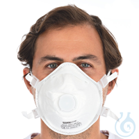 Atemschutzmasken FFP3 NR D mit Ventil, vorgeformt | PP, mit Dolomitfilter, mit Kopfbändern, Franz...