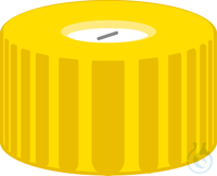 N 9 PP Schraubkappe. gelb. Loch Silikon weiß/PTFE blau. geschlitzt Härte: 55°...