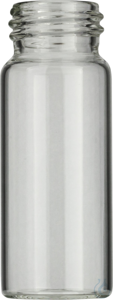 Gewindeflaschen N24. 30 ml A.D.: 27.5mm. Höhe: 72.5mm klar. flacher Boden....