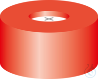 N 11 PE Schnappringkappe. rot. Loch Silikon weiß/PTFE blau. kreuzgeschlitzt...