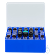 49 Positionen Behälter blau mit festem Gefacheinsatz für Gewindeflaschen N 13...