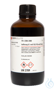 Iodlösung 0.1 mol/l (0.2 N) nach Hanus. rückführbar auf SRM 136f NIST  VE=1 l...