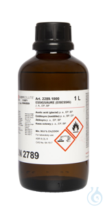 Essigsäure (Eisessig) z. A.. Ph. Eur.. BP (min.  99.0 %)  VE=1 l Essigsäure...