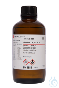 Chloroform z. A.. ISO. Reag. Ph. Eur. (min. 99.5  %. stabilisiert mit Amylen)...