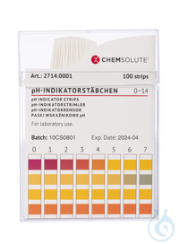 pH-Indikatorstäbchen pH 0-14 (in 1 pH  Abstufungen. 100 Stück)  VE=100 Strip...
