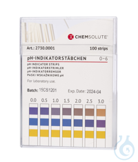 pH-Indikatorstäbchen pH 0-6.0 (in 0.5 pH Abstufungen. 100 Stück)  VE=100...