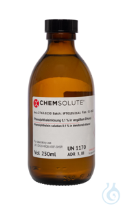 Phenolphthaleinlösung 0.1 % in vergälltem  Ethanol  VE=250 ml...