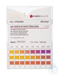 pH-Indikatorstäbchen pH 7,0-14,0 (in 0,5 pH Abstufungen, 100 Stück) VE=  100...