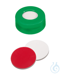 Schnappringkappe ND11. PE. harte Ausführung. grün. 6 mm Mittelloch. Septum...