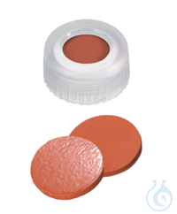 Kurzgewindekappe ND9. PP. transparent. 6 mm Mittelloch. Septum Naturkautschuk...