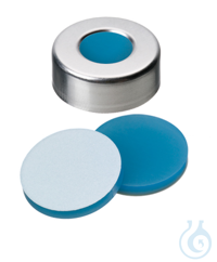 Bördelkappe ND20. Aluminium. Standard. 10 mm Mittelloch. Silikon blau...