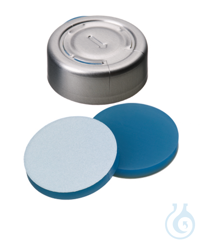 Bördelkappe ND20. Aluminium. Ganzabriss. Silikon blau transparent/PTFE weiß....