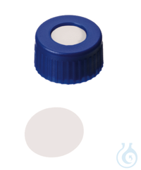 Kurzgewindekappe ND9. PP. blau. 6 mm Mittelloch. Septum PTFE virginal. 0.2...