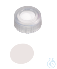Kurzgewindekappe ND9. PP. transparent. 6 mm Mittelloch. Septum PTFE virginal....
