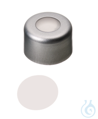 Bördelkappe ND8. Aluminium. klar lackiert. 4 mm Mittelloch. Septum PTFE...