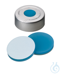 Bördelkappe ND20. Aluminium. Headspace mit Sollbruchstelle. Silikon blau...