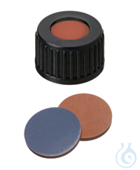 Schraubkappe ND18. Gewinde 18-400. PP. schwarz. 12 mm Mittelloch. Septum...