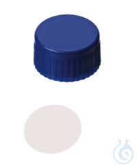 Kurzgewindekappe ND9. PP. blau. geschlossen. Septum PTFE virginal. 0.2 mm....