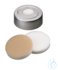 Bördelkappe ND20. Aluminium. Headspace mit Sollbruchstelle. Silikon weiß/PTFE...