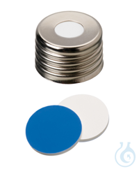 Feingewindeschraubkappe ND18. magnetisch. silber. 8 mm Mittelloch. Septum...
