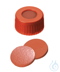 Kurzgewindekappe ND9. PP. rot. 6 mm Mittelloch. Septum Naturkautschuk...
