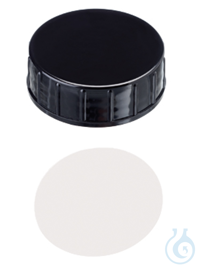 Schraubkappe ND40. schwarz. geschlossen. Septum PTFE virginal. 0.5 mm. 53°...