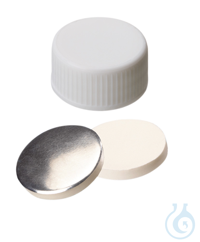 Schraubkappe ND24. Gewinde 24-400. PP.  weiß. geschlossen. Silikon weiß/...