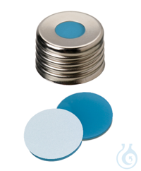 Feingewindeschraubkappe ND18. magnetisch. silber. 8 mm Mittelloch. Septum...