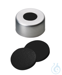 Bördelkappe ND11. Aluminium. klar lackiert. 5.5 mm Mittelloch. Septum Viton...