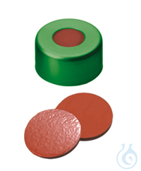 Bördelkappe ND11. Aluminium. grün. 5.5 mm Mittelloch. Septum Naturkautschuk...