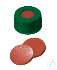 Kurzgewindekappe ND9. PP. grün. 6 mm Mittelloch. Septum Naturkautschuk...
