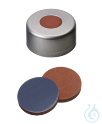 Bördelkappe ND13. Aluminium. klar lackiert. 6 mm Mittelloch. Septum Butyl...