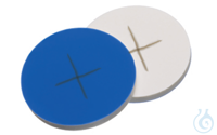 Septum, 22 mm, Silikon weiß/PTFE blau, kreuzgeschlitzt, 1,5 mm, 55° shore A,...