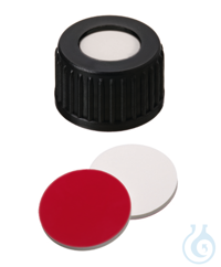 Schraubkappe ND18. Gewinde 18-400. PP. schwarz. 12 mm Mittelloch. Septum...