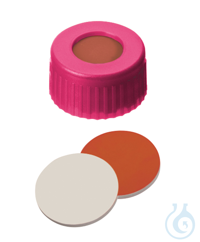 Kurzgewindekappe ND9. PP. pink. 6 mm Mittelloch. Septum RedRubber/PTFE beige....