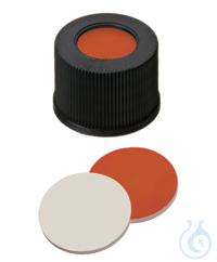 Schraubkappe ND10. PP. schwarz. 7 mm Mittelloch. Septum RedRubber/PTFE beige....