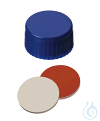 Kurzgewindekappe ND9. PP. blau. geschlossen. Septum RedRubber/PTFE beige. 1.0...