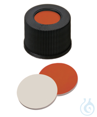 Schraubkappe ND13. Gewinde 13-425. PP. schwarz. 8.5 mm Mittelloch. Septum...
